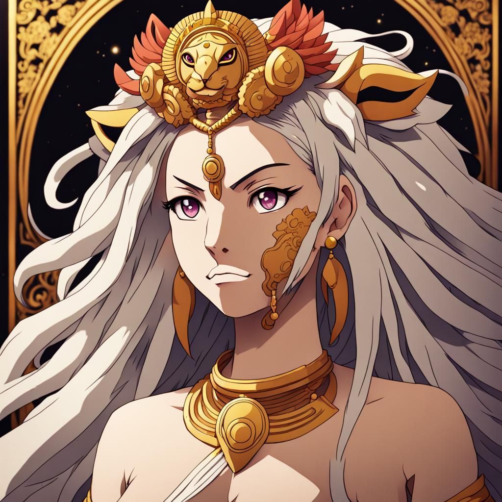 Anime Lion Goddess Illustration