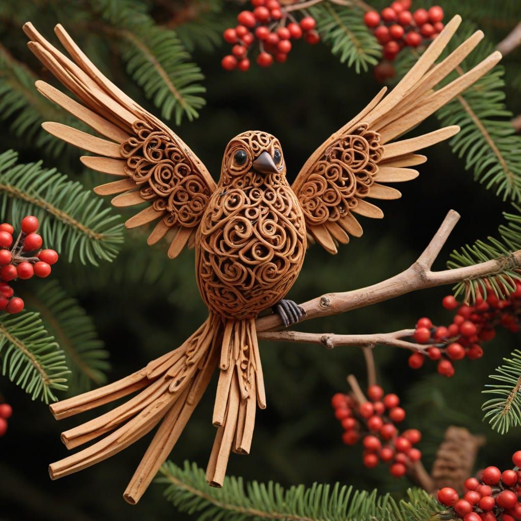 The Cinnamon Bird has a body and wings clearly shaped from i...