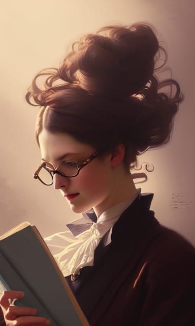 Victorian Teacher Reading, Detailed Portrait
