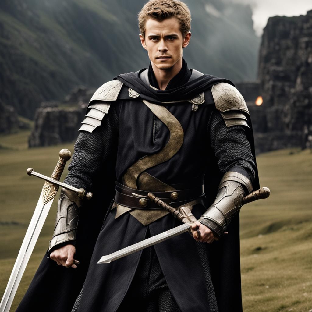 Superhero with Medieval Sword Digital Rendering