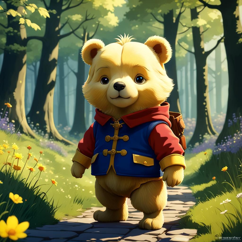 Rupert Bear in 3D Anime Art Style