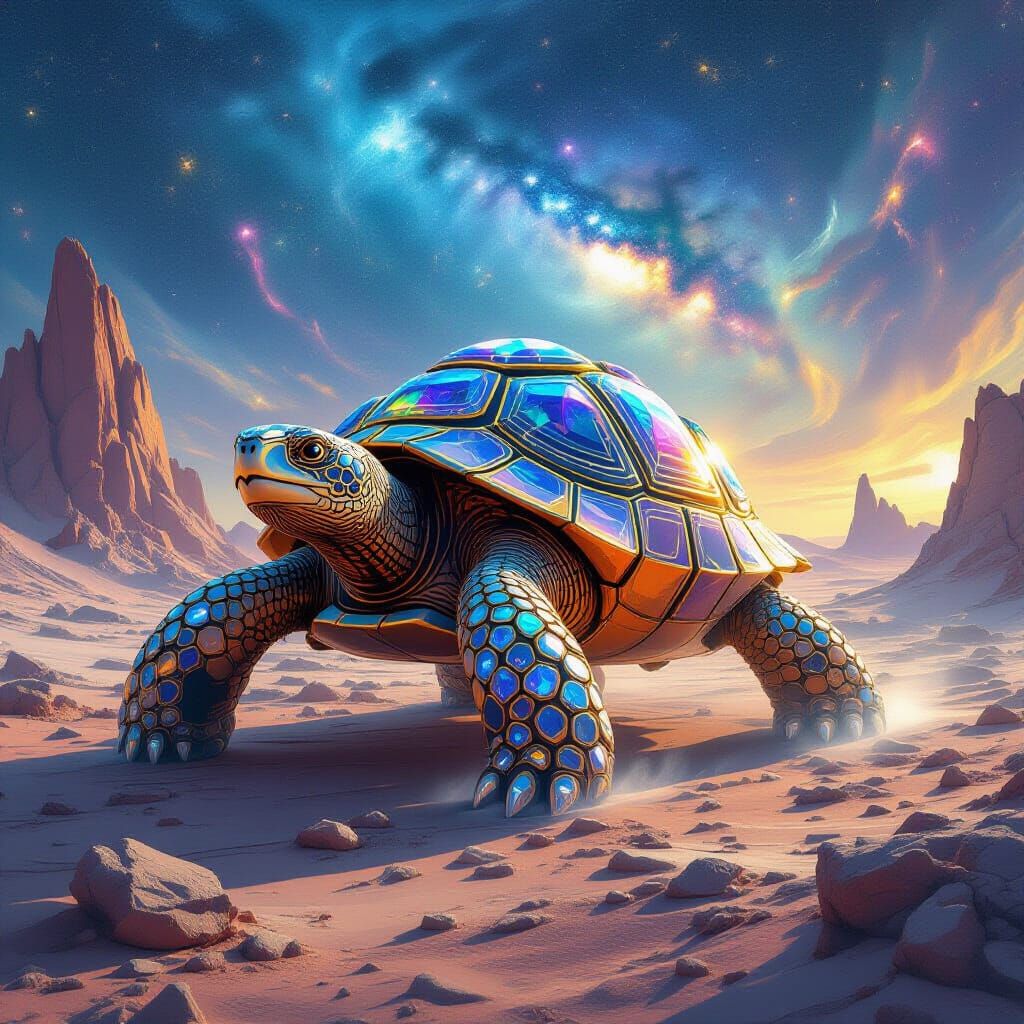 Crystal Tortoise on Alien World: Ethereal Light Painting