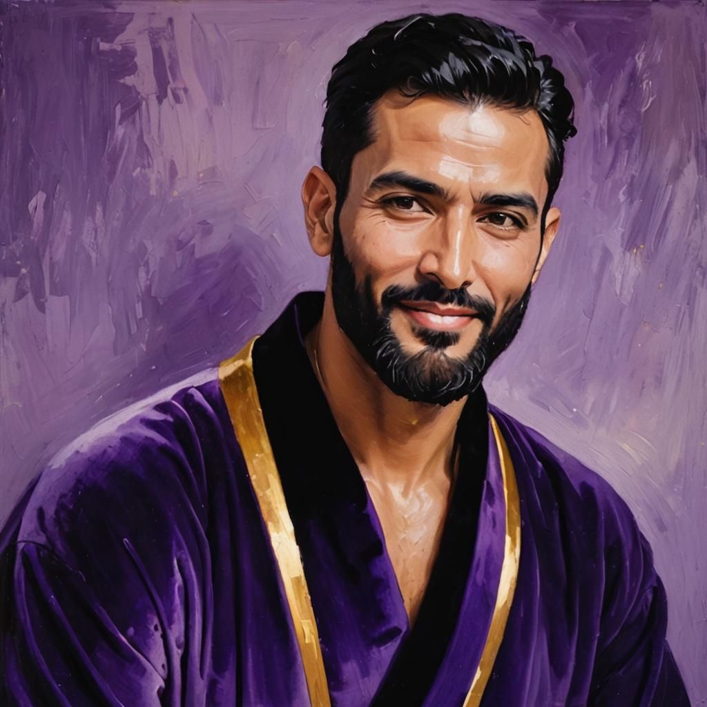 Smiling Man in Velvet Robes, Impressionist Portrait