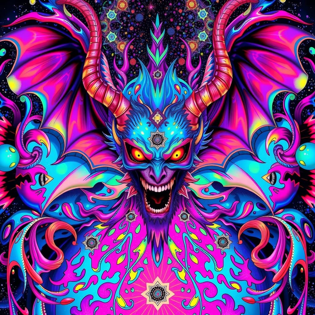 Cosmic Demon Hologram Masterpiece in Distorted, Upside-Down ...