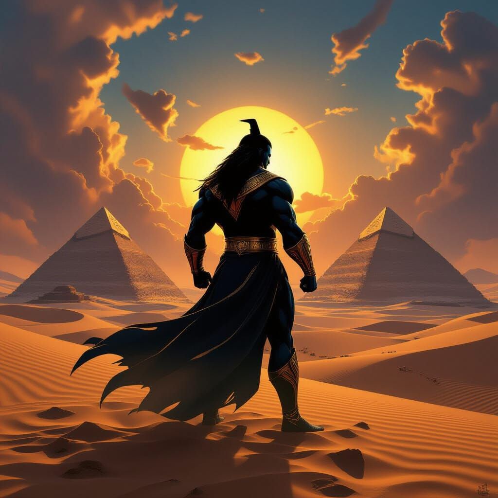 Black Adam in Egypt: Epic Desert Sunset