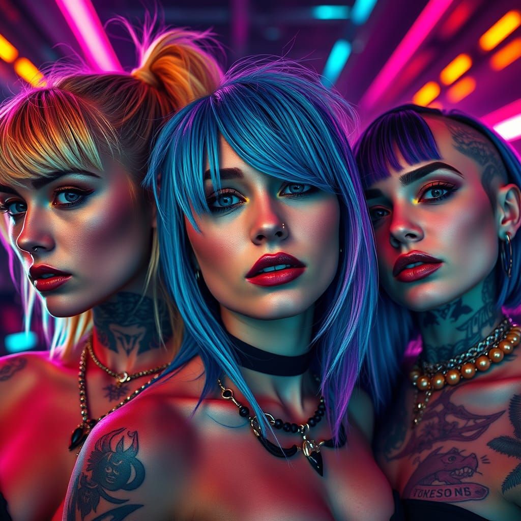 Edgy Women in Vibrant Techno Rave Scene