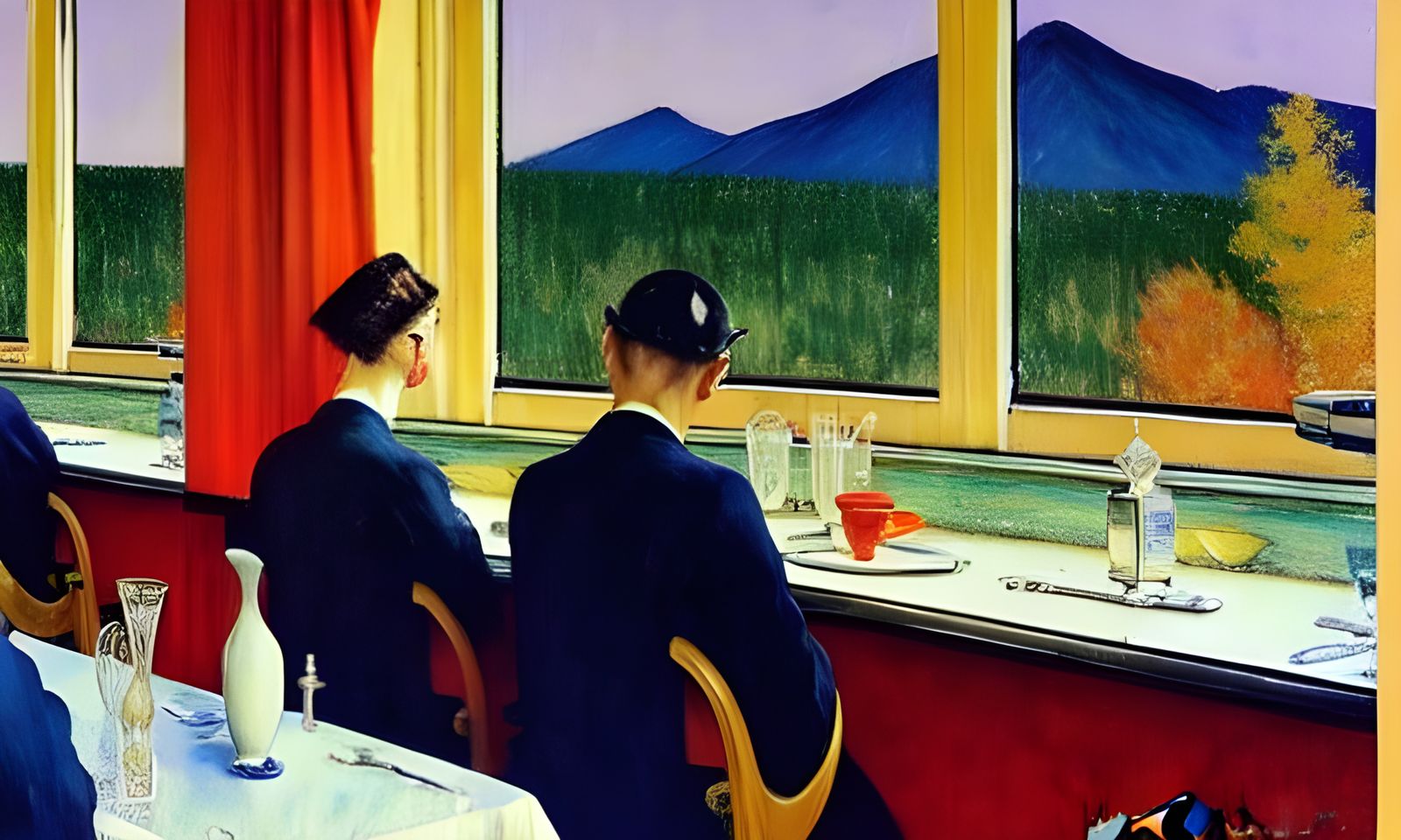 1950's Diner Inspired Art Café in Autochrome Style