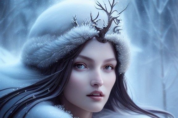 Goddess of Winter: Hyperrealistic Digital Portrait