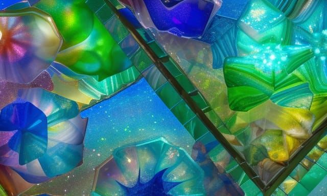 Nebulas and Crystal Shards in Glass Mosaic