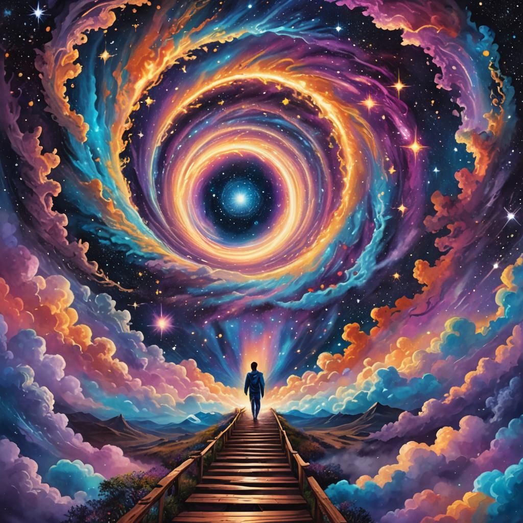 Ethereal Being Emerges in Cosmic Dreamscape