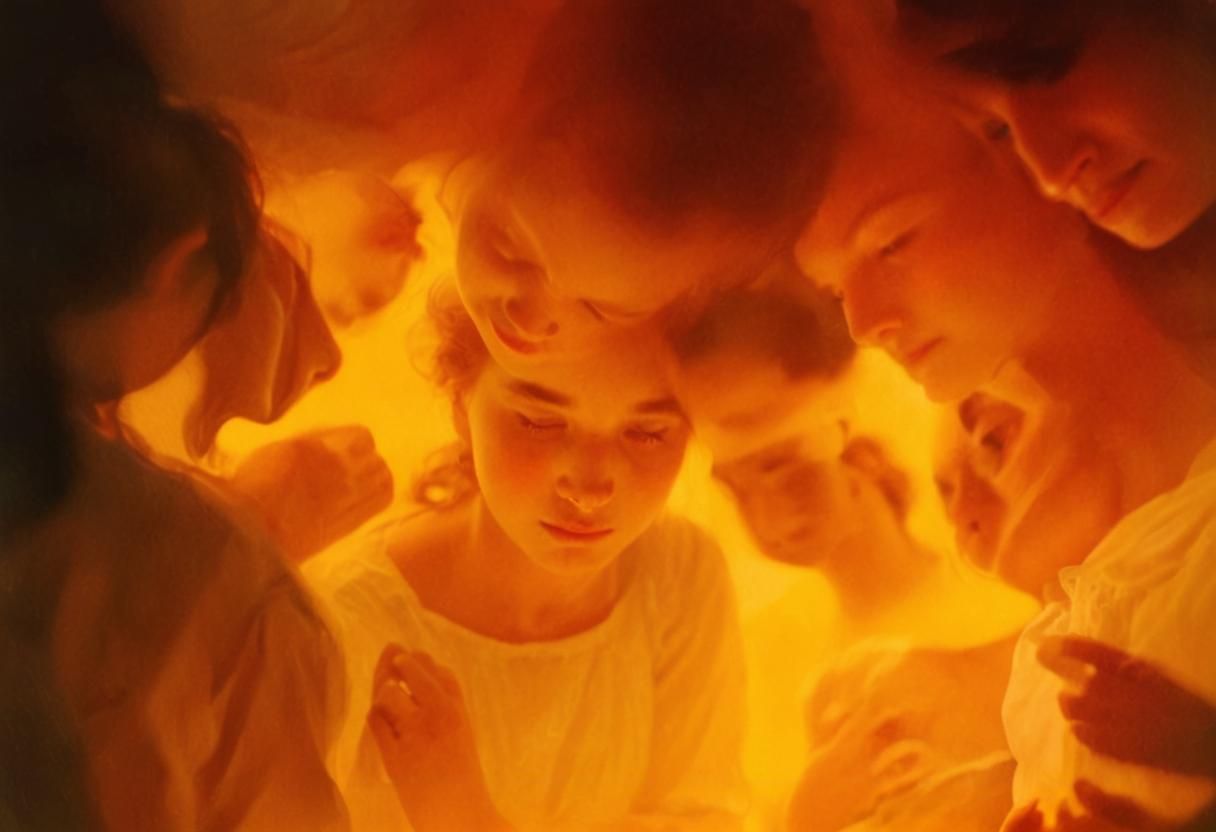 Six Women Embracing in Soft Focus Photography