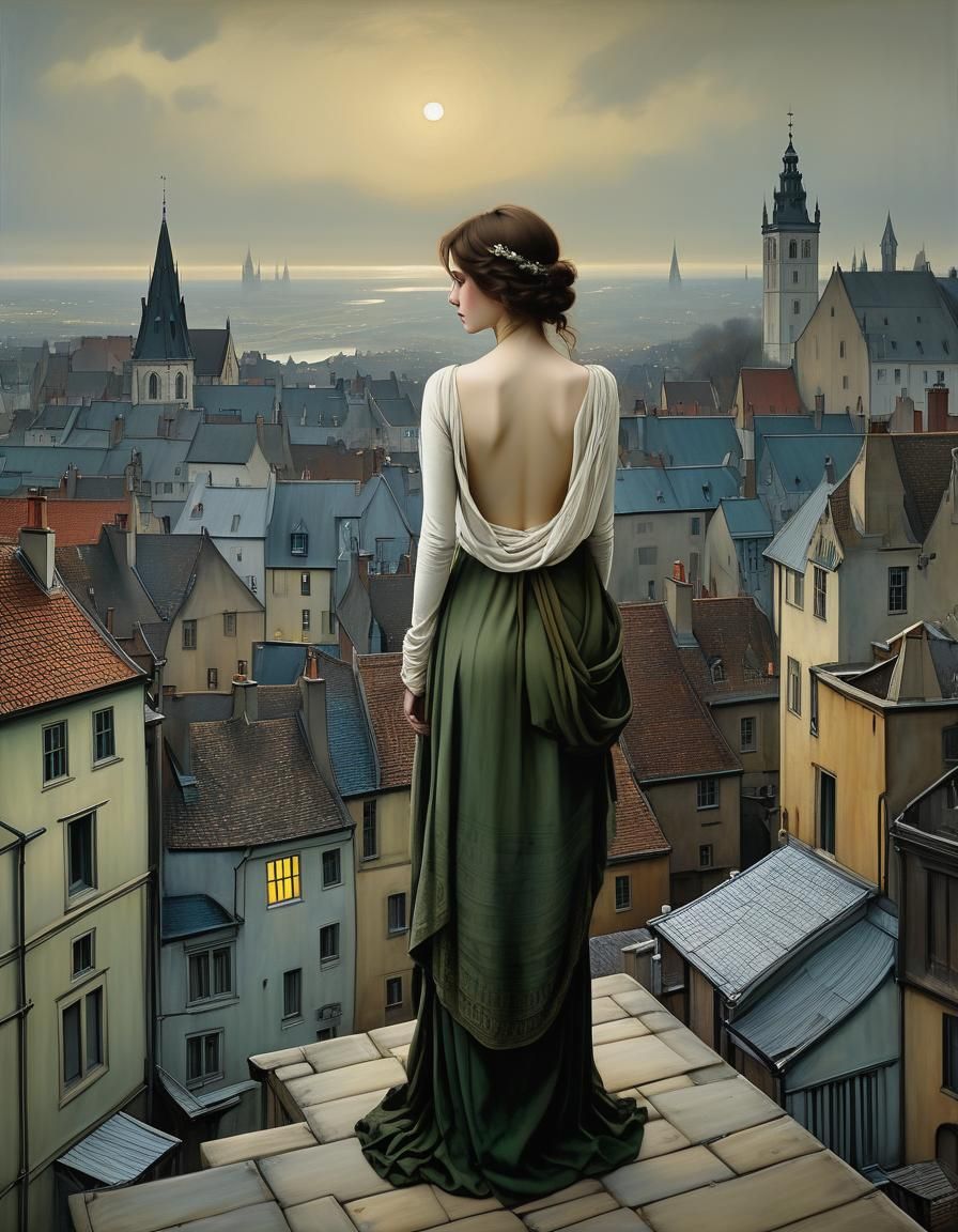 Rooftop Vista in Atmospheric Perspective