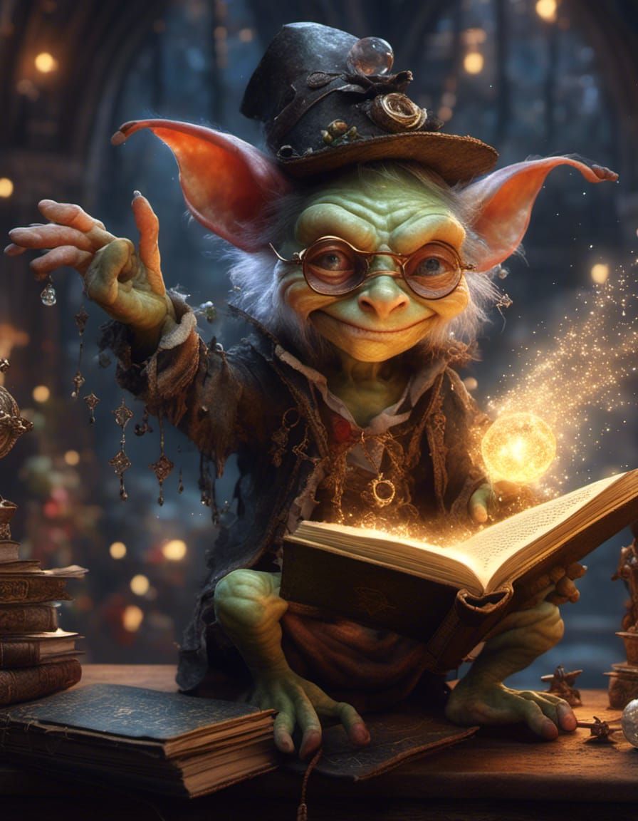 Sparkling Goblin Wizard with Spell Book
