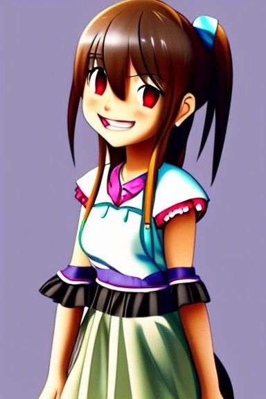 Anime Girl Portrait with Tears and Smile