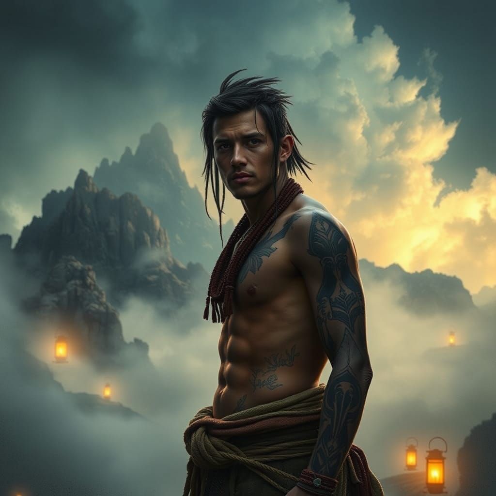 Air Nomad in Misty Mountains: Hyper-Realistic HDR