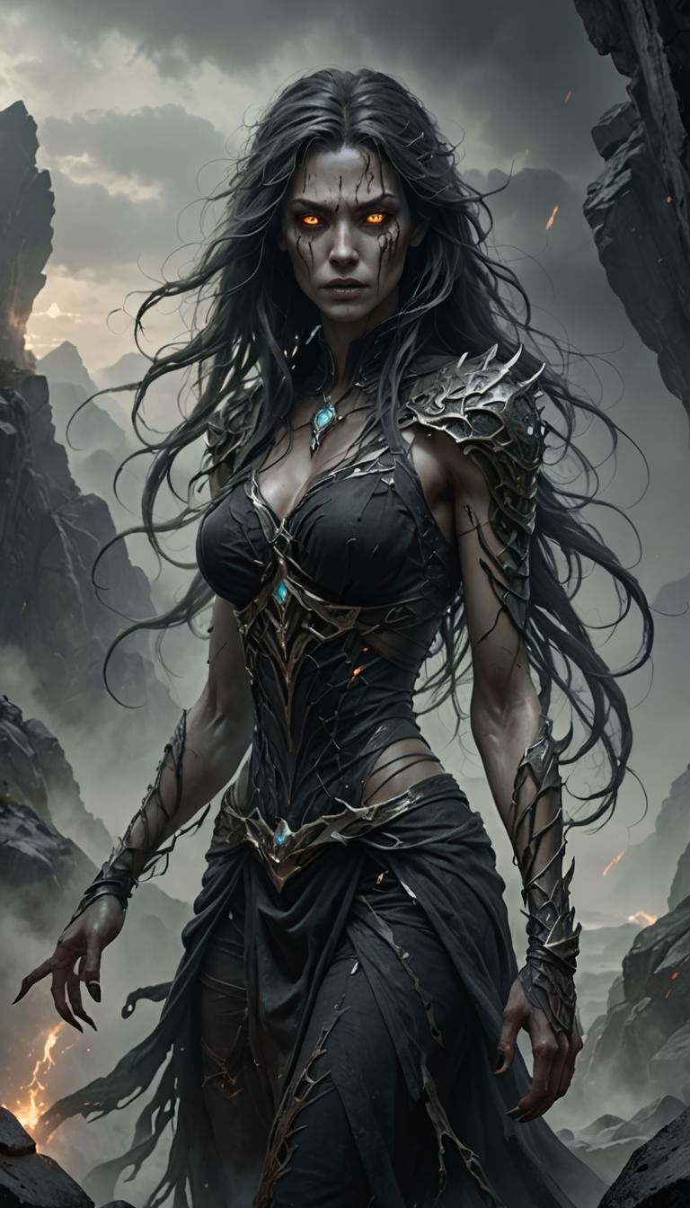 Pale Gothic Creature in Mist: Dark Fantasy Art