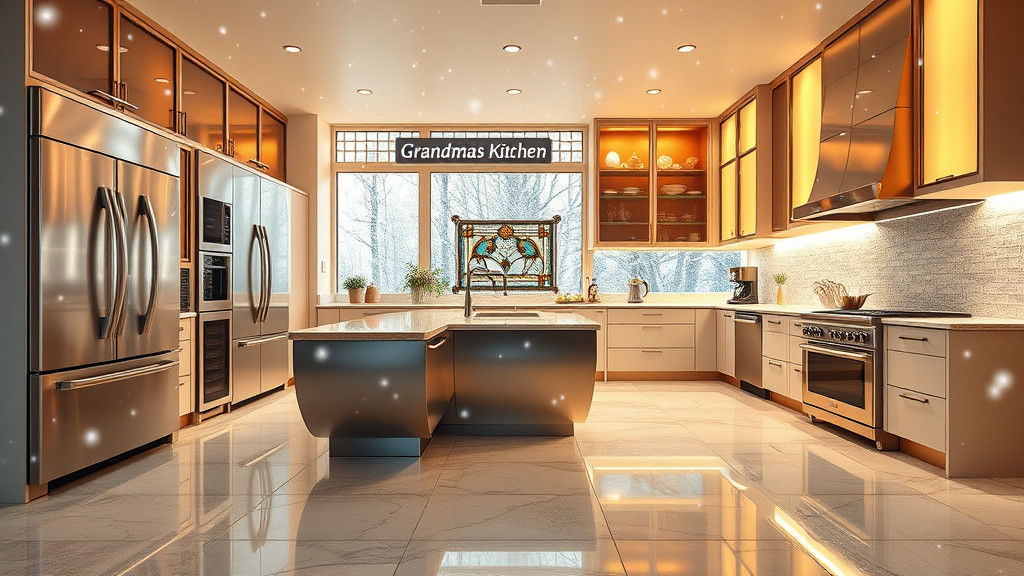 Futuristic American Kitchen in Winter Wonderland