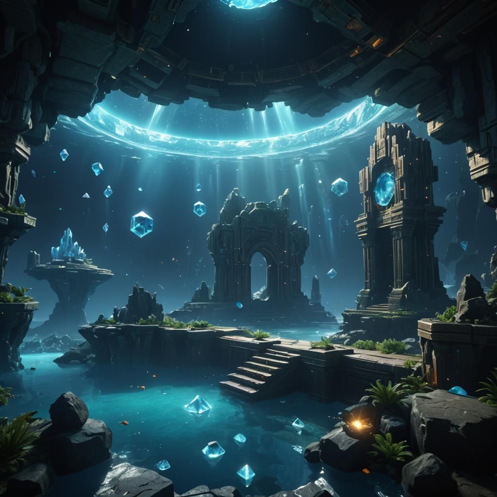 Atlantis Stargate Crystal Vision in 3D Cinematic Style