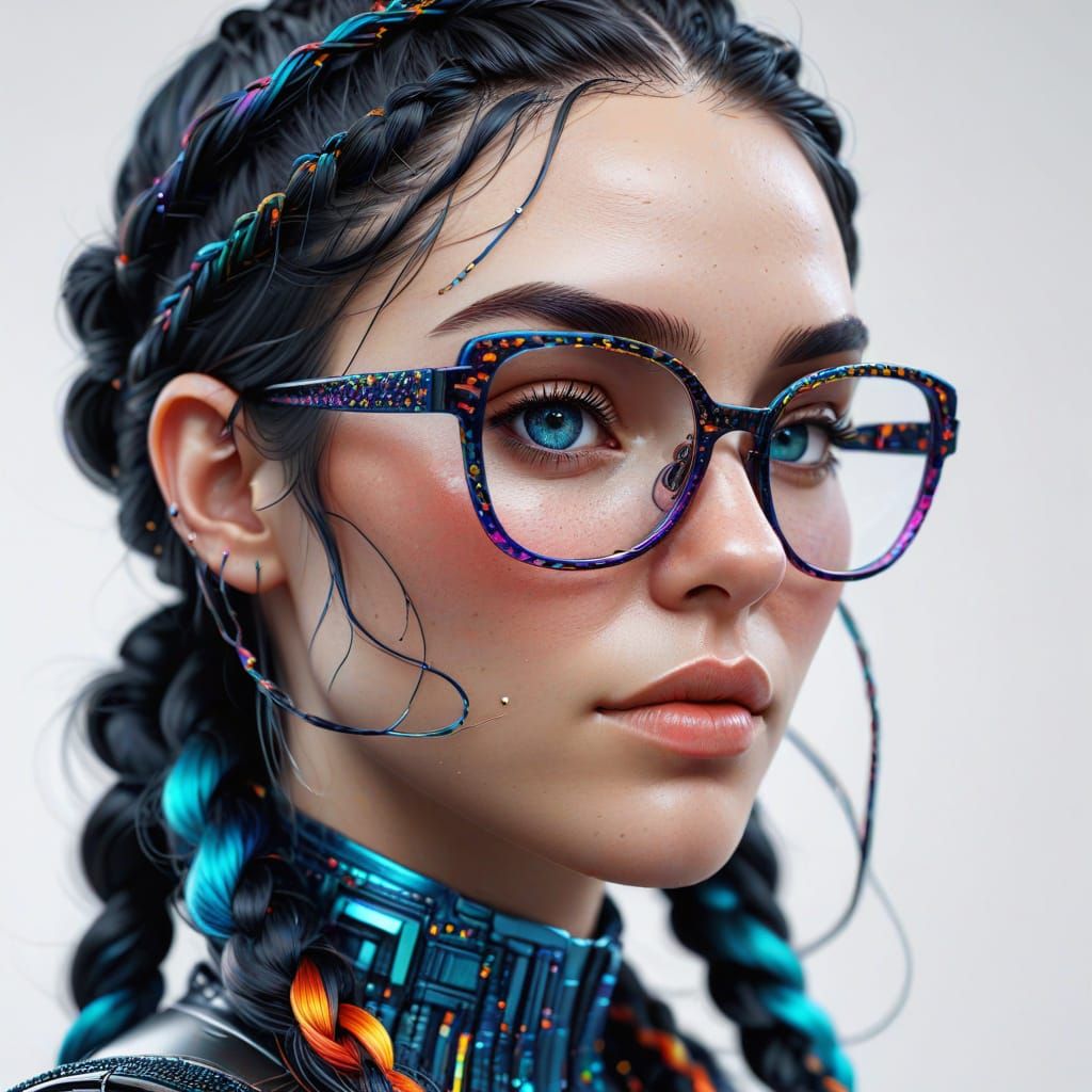 Hyper-Realistic 3D Avatar with Braids and Glasses
