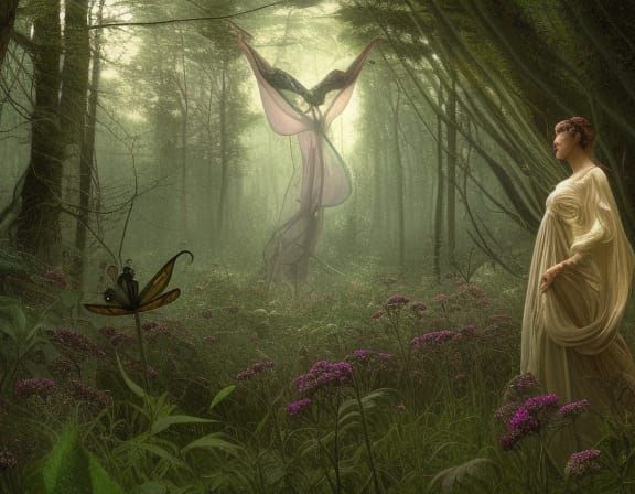 Eerie Enchanted Forest with Electric Mist