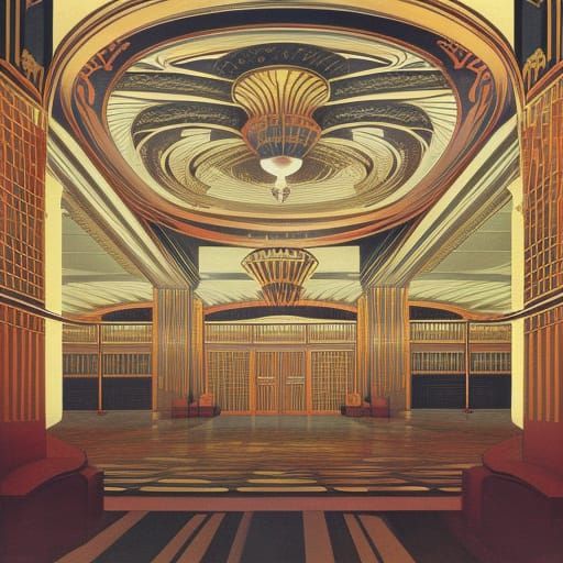Grand Hall in Soviet Art Deco Style