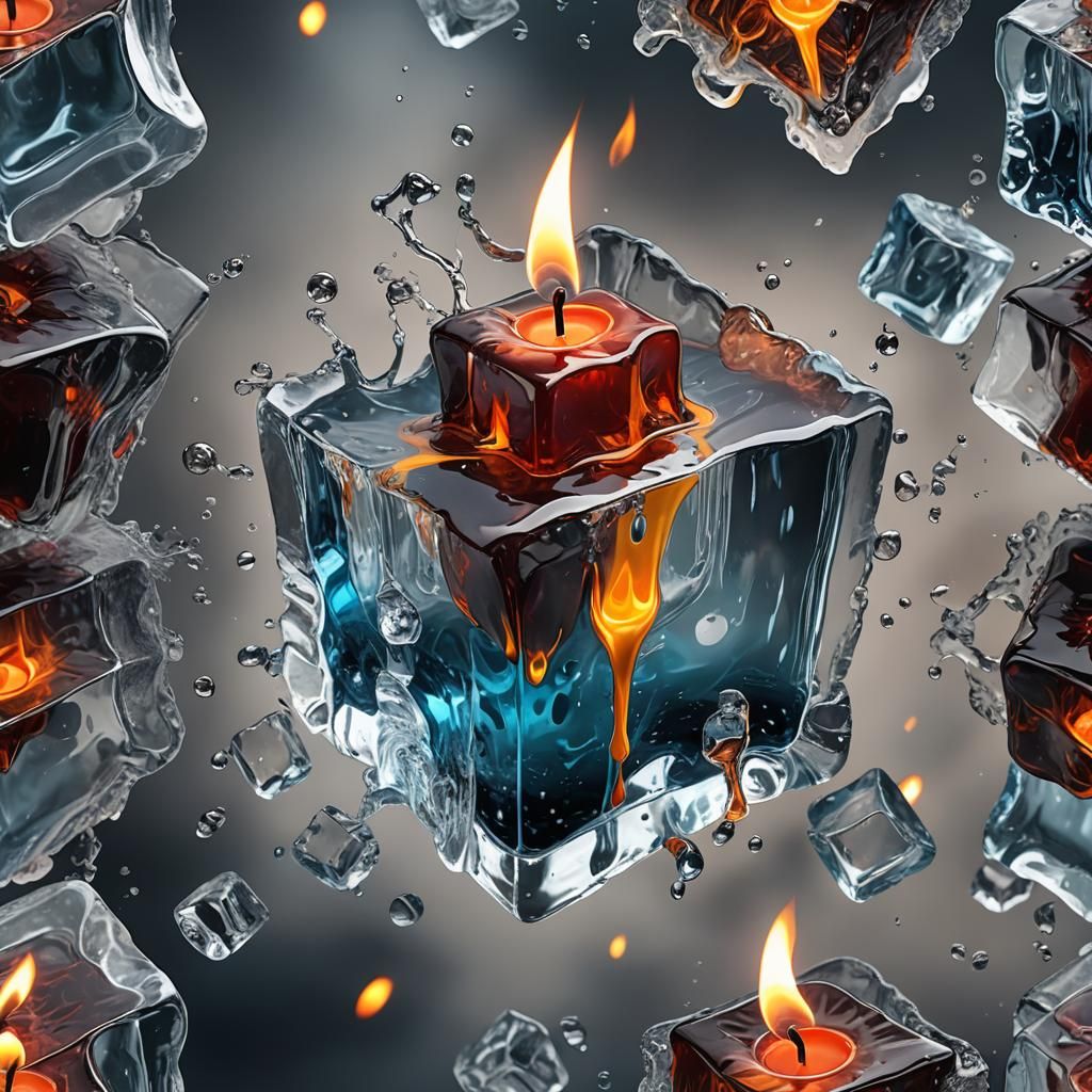 Ice Cube Candle in Detailed Digital Art