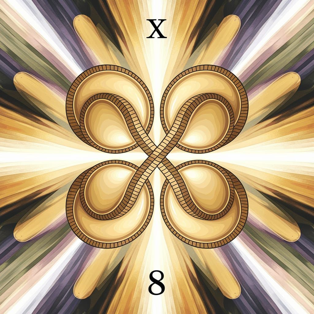 Golden Infinity of the 8 of Coins Tarot Card