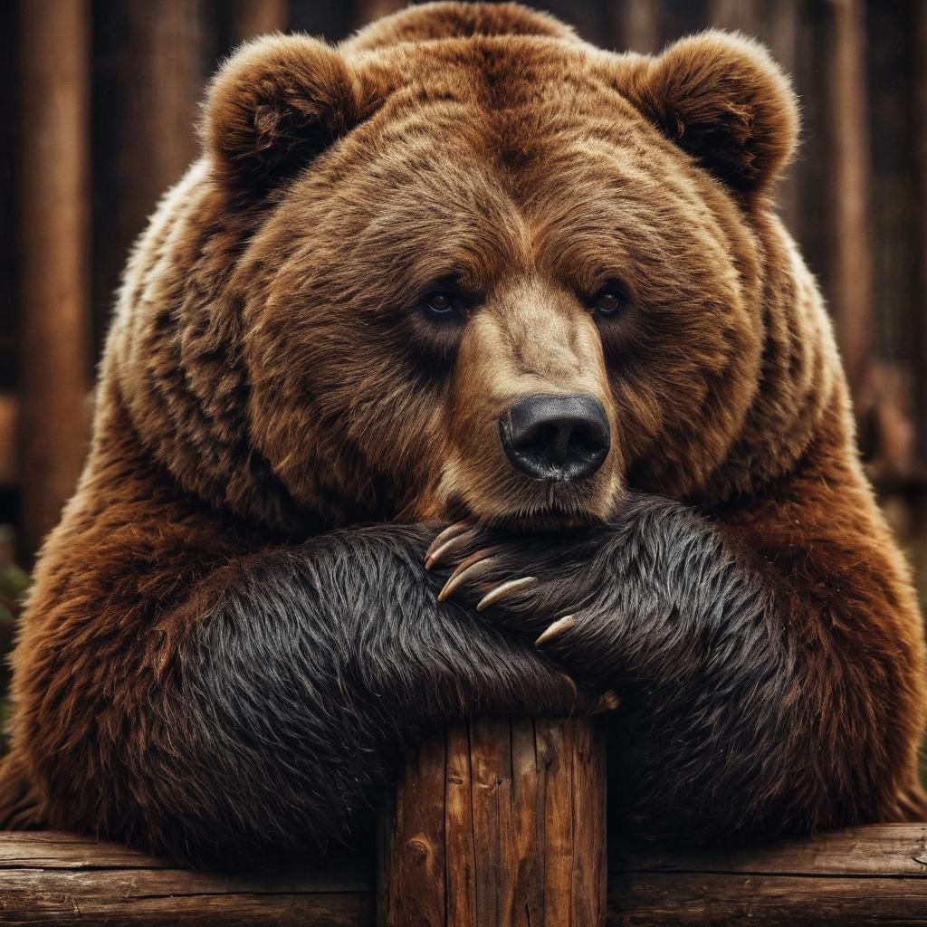 Pensive Kodiak Bear Portrait Photograph