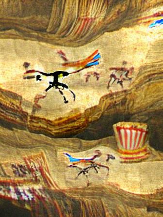 Ancient Cave Painting of Flying Machine in 8K