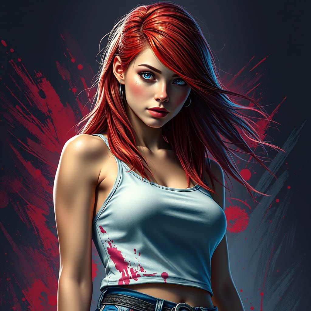 Vibrant Artist Girl in a Splash of Colorful Light