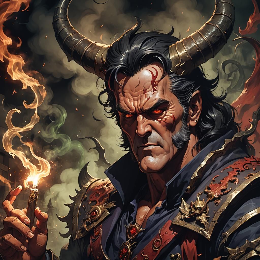 Bruce Campbell as Satan in Anime Style