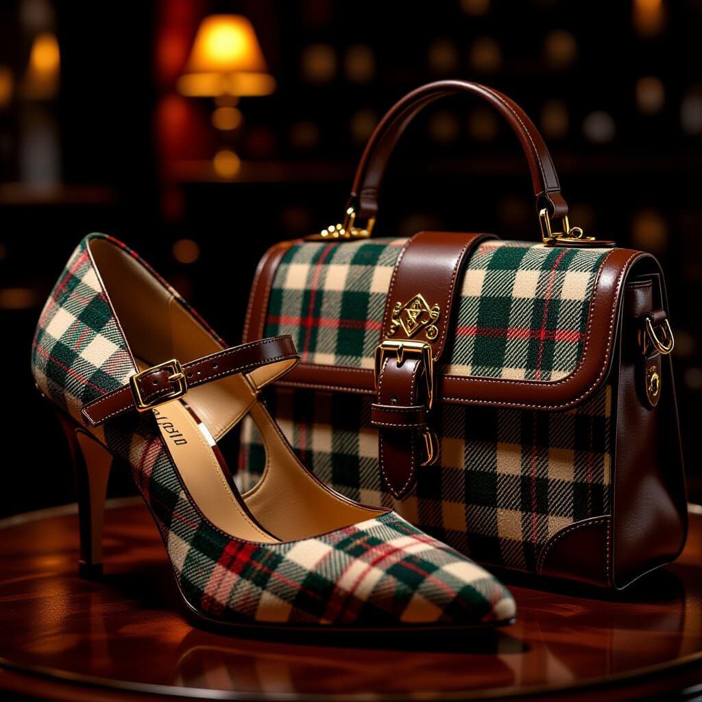 Luxury Tweed Shoes and Handbag in Scottish Shop