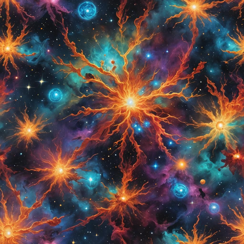 Holographic Nebula: Cosmic Astral Illustration