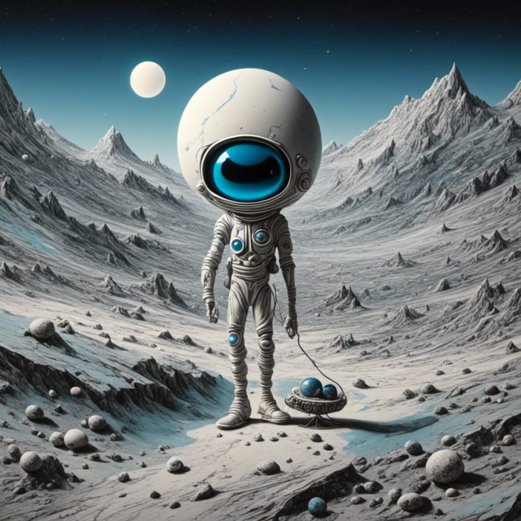 Marble Alien on the Moon