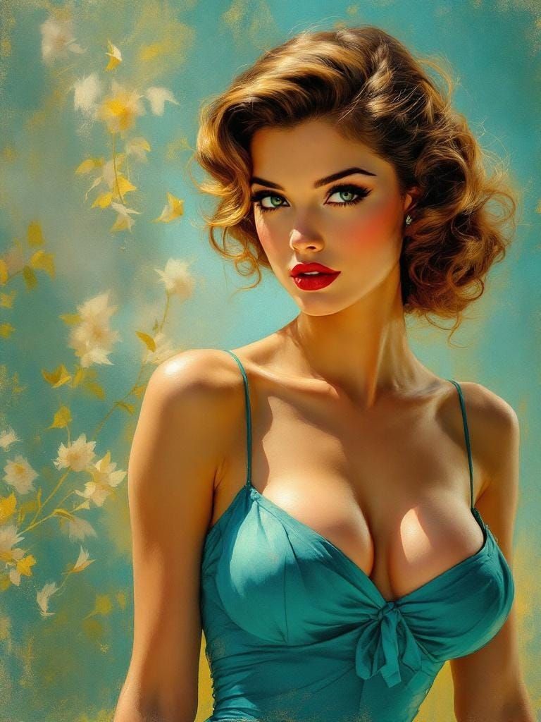 1950s Pin-Up in Impressionist Style