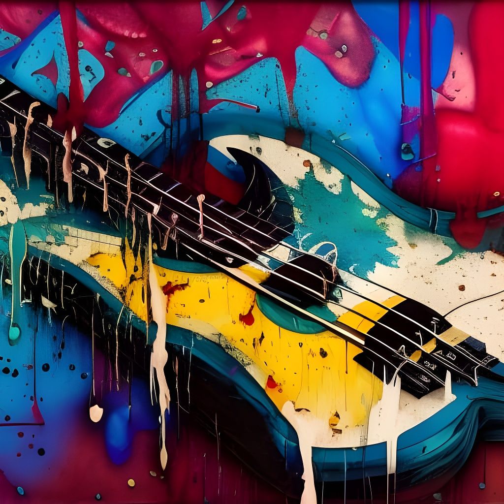 Bass Guitar Surrounded by Musical Notes