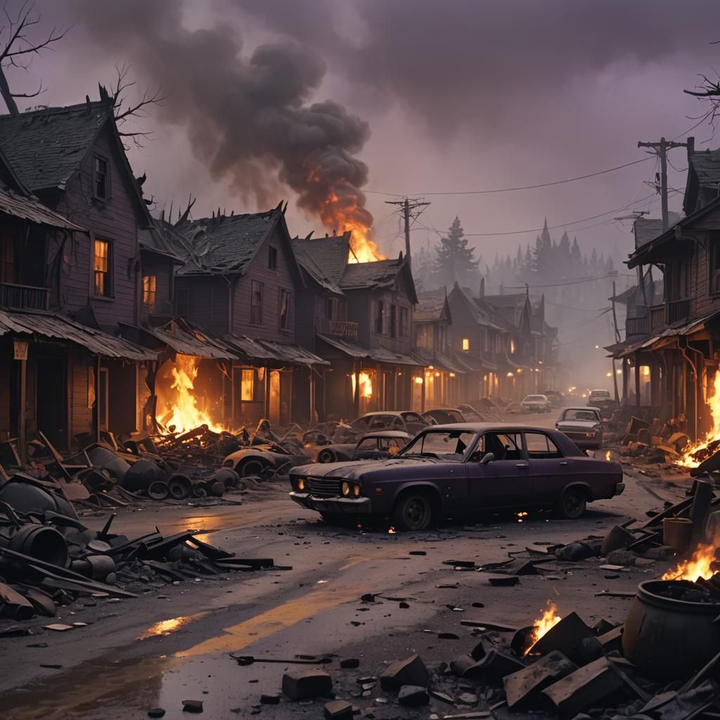 Dark Fantasy Town in Hell Concept Art