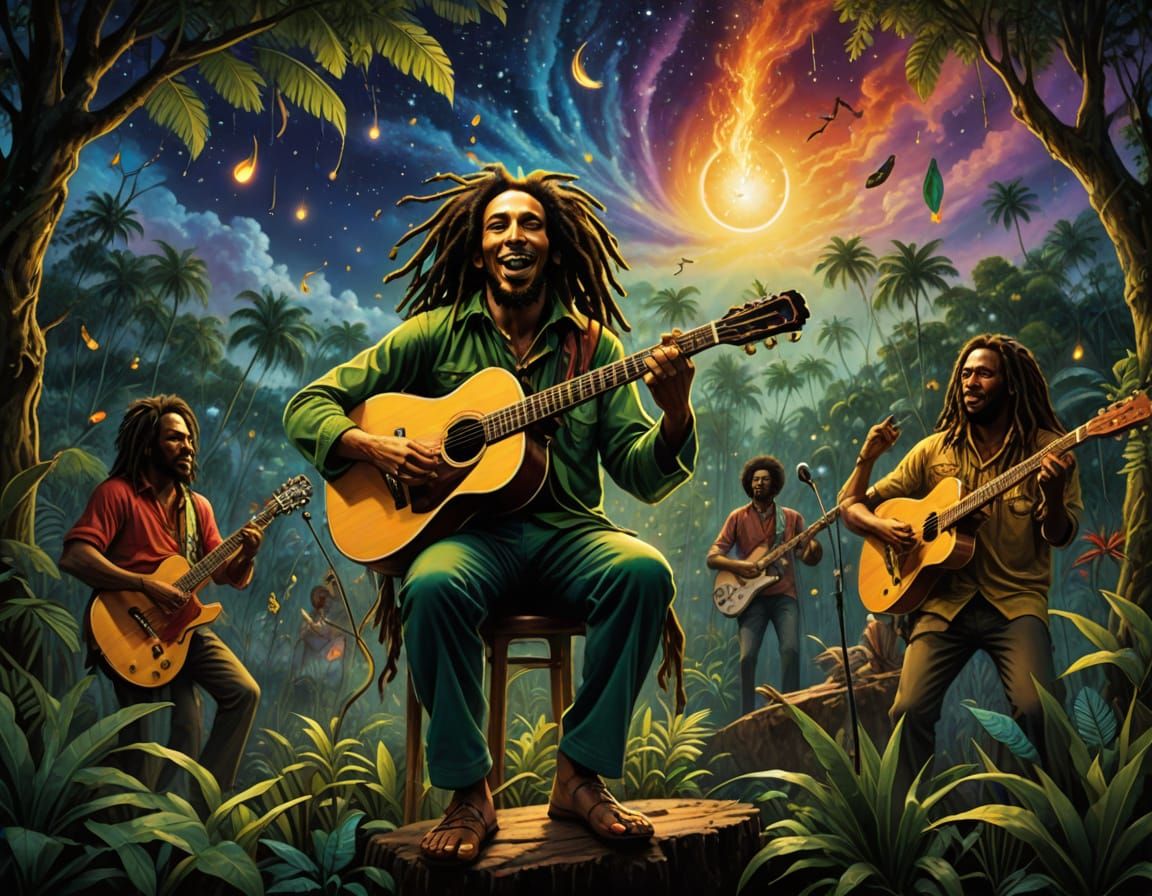 Reggae Fantasy with Bob Marley and The Wailers under Celesti...