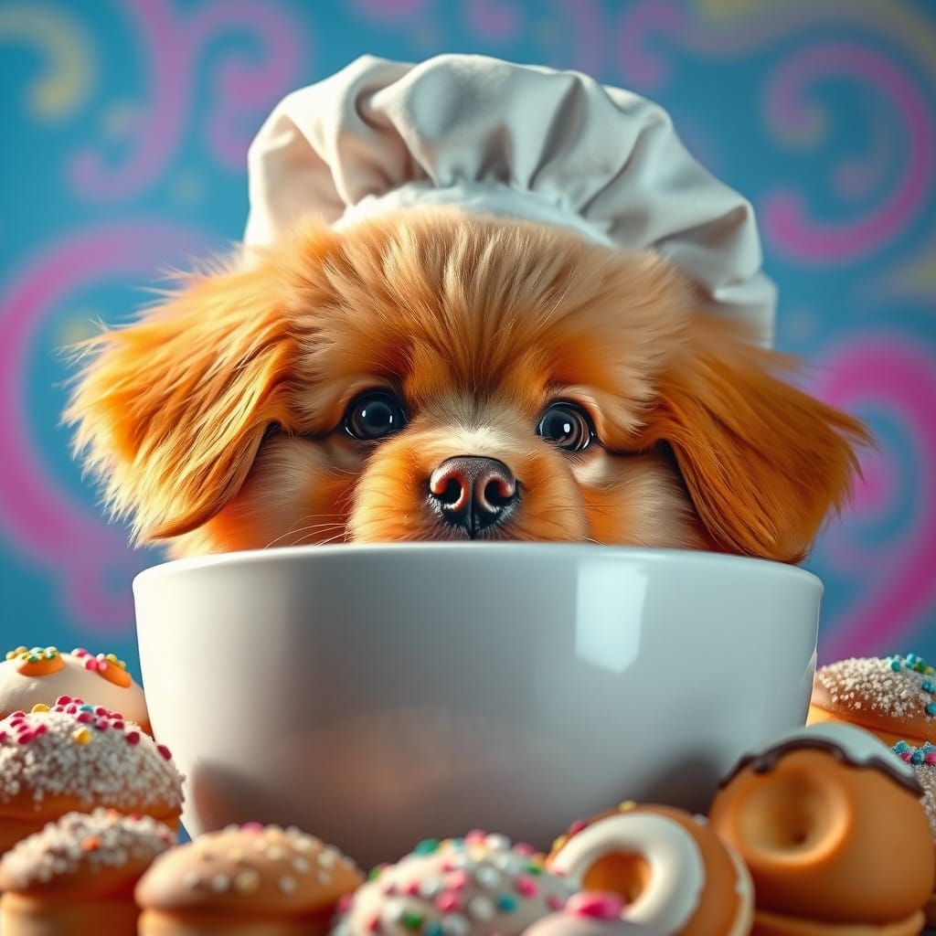 Golden-Brown Dog Baker in Splendid Pastries