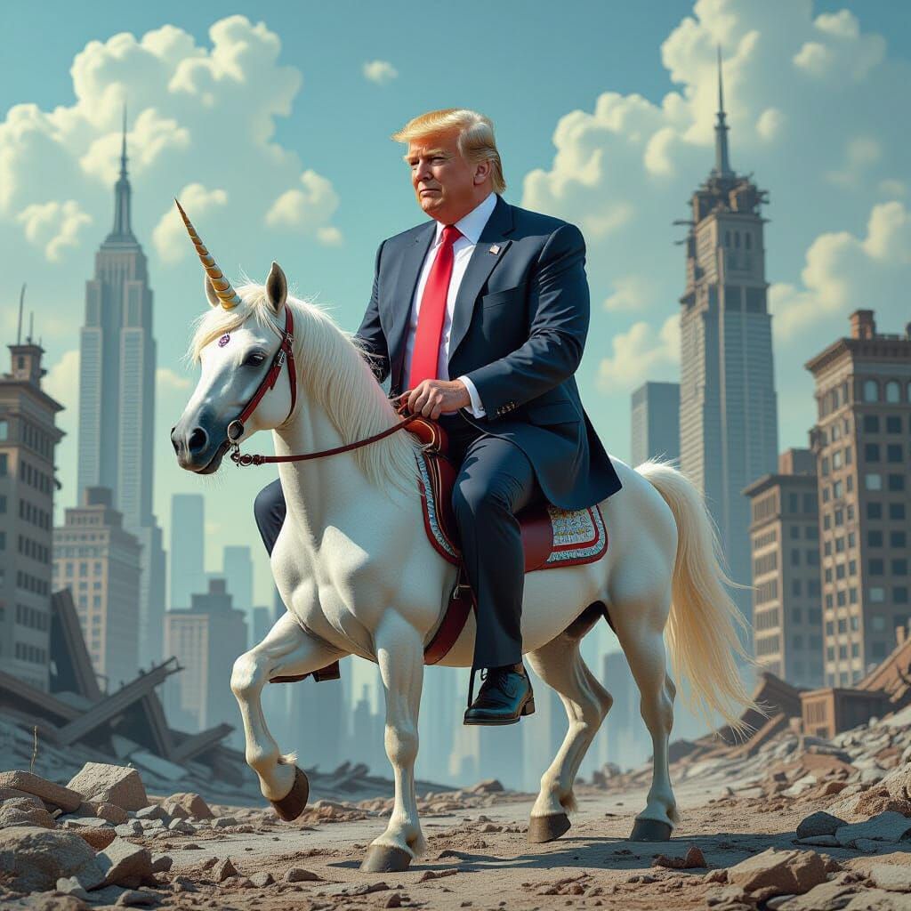 Diapered Politician Rides Unicorn Through Dystopian Wastelan...