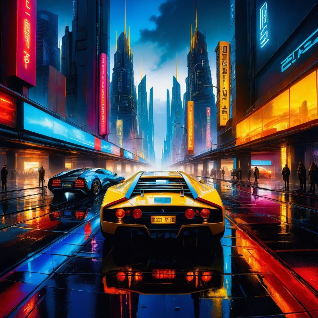 Futuristic City Drive in Luis Royo Style