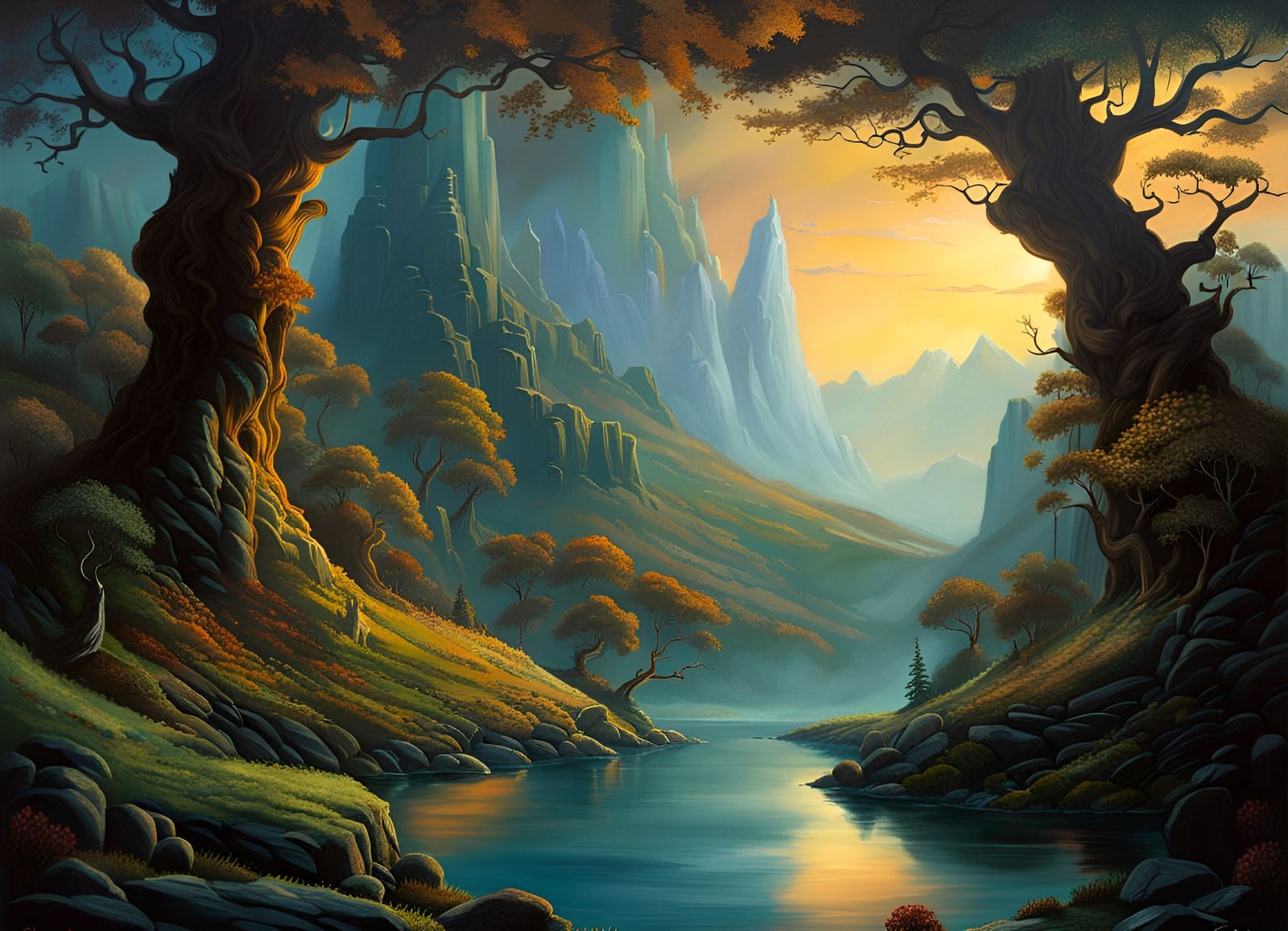 Science Fiction Landscape in Retro-Futuristic Style