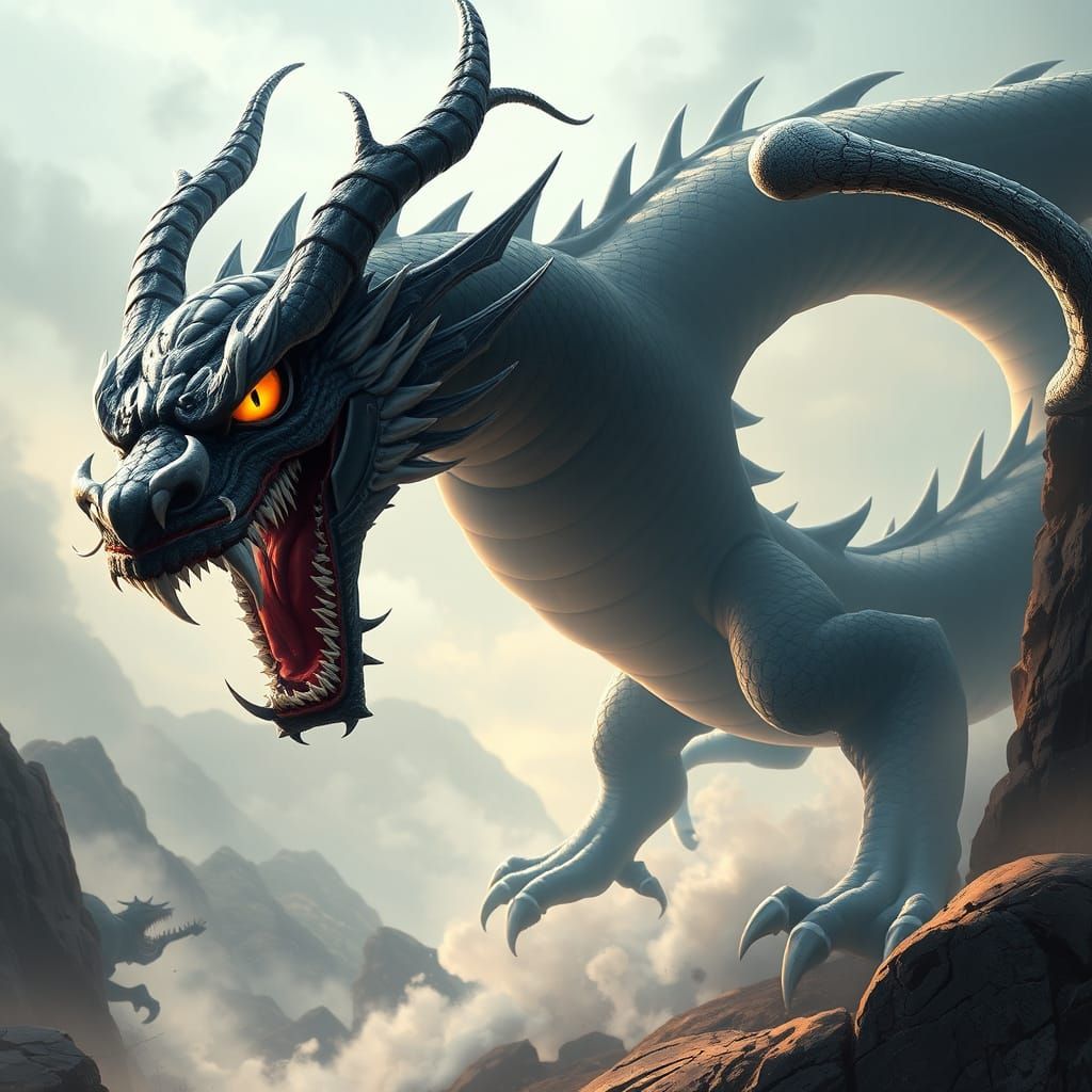 Magnificent Dragon Form of Venom in Epic Fantasy Landscape