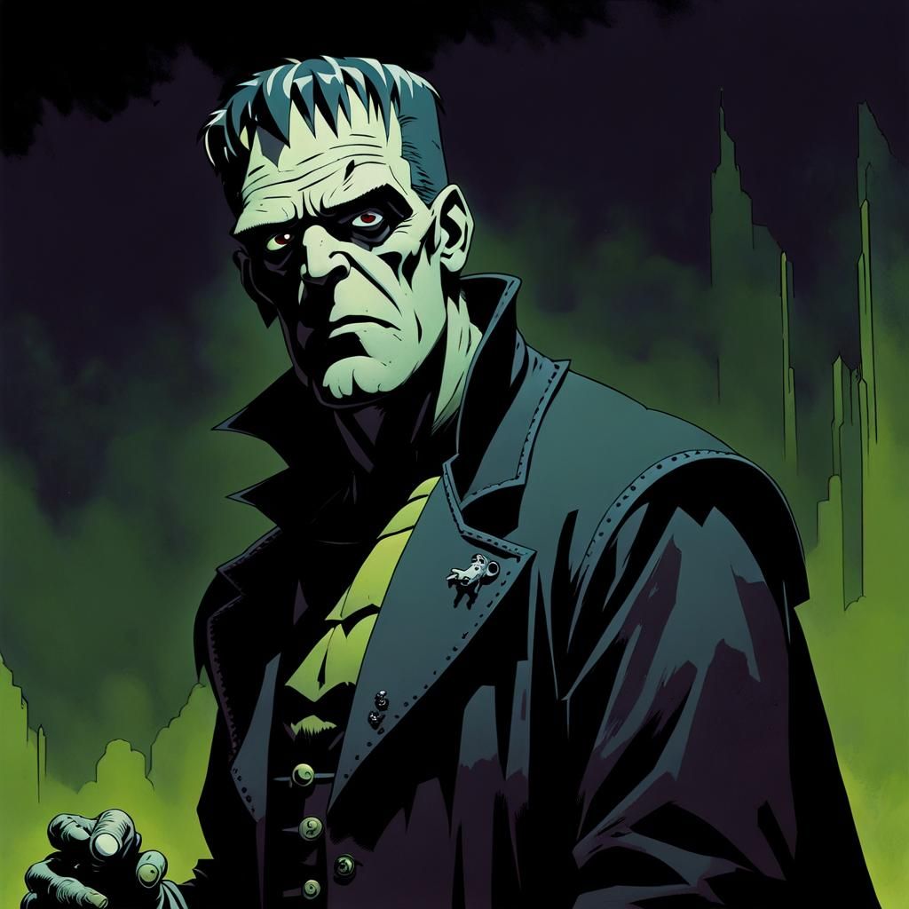 Frankenstein's Monster in Graphic Novel Style