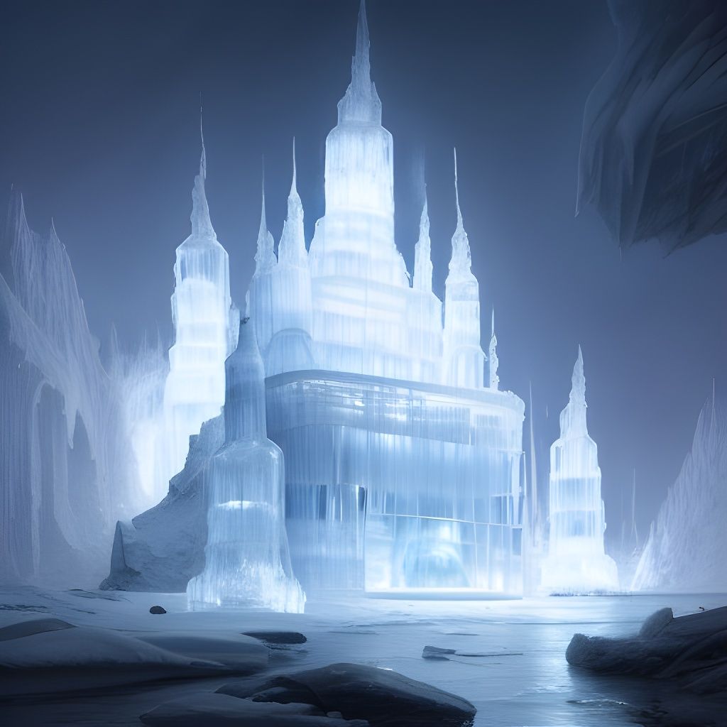 Majestic Ice Castle in Hyperdetailed 4D Rendering