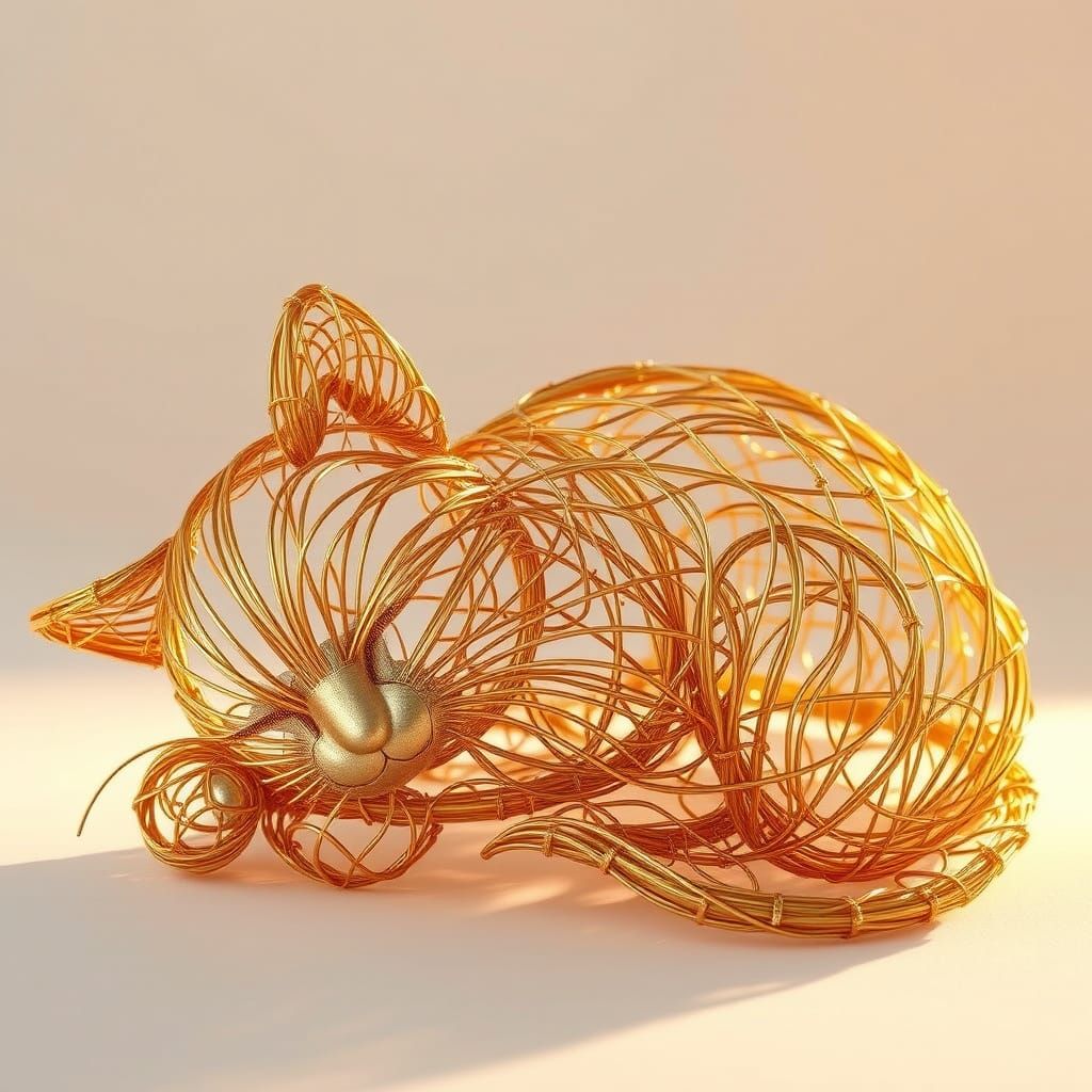Wire Sleeping Cat