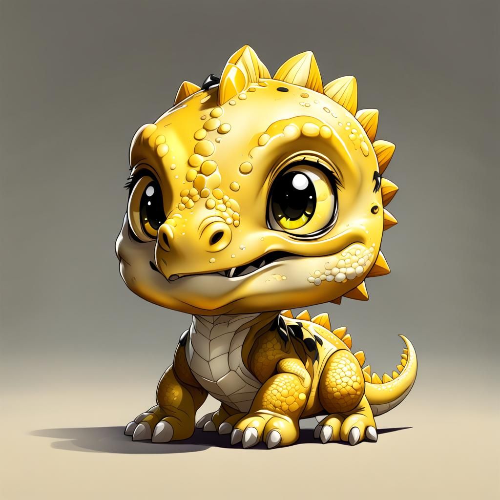 Chibi Yellow Baby Dinosaur Art