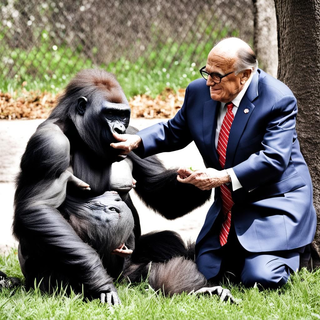 Gorilla and Rudy Giuliani Encounter