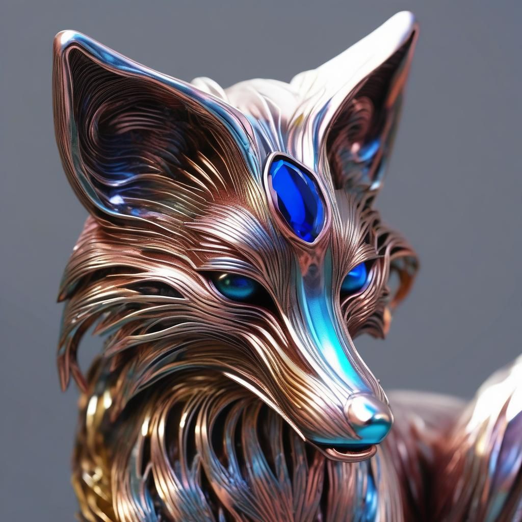 Metallic fox with sapphire eyes
