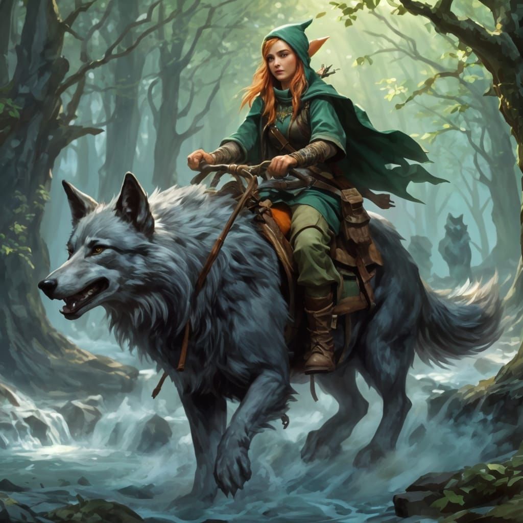 Gnome Druid Riding Wolf in High Definition